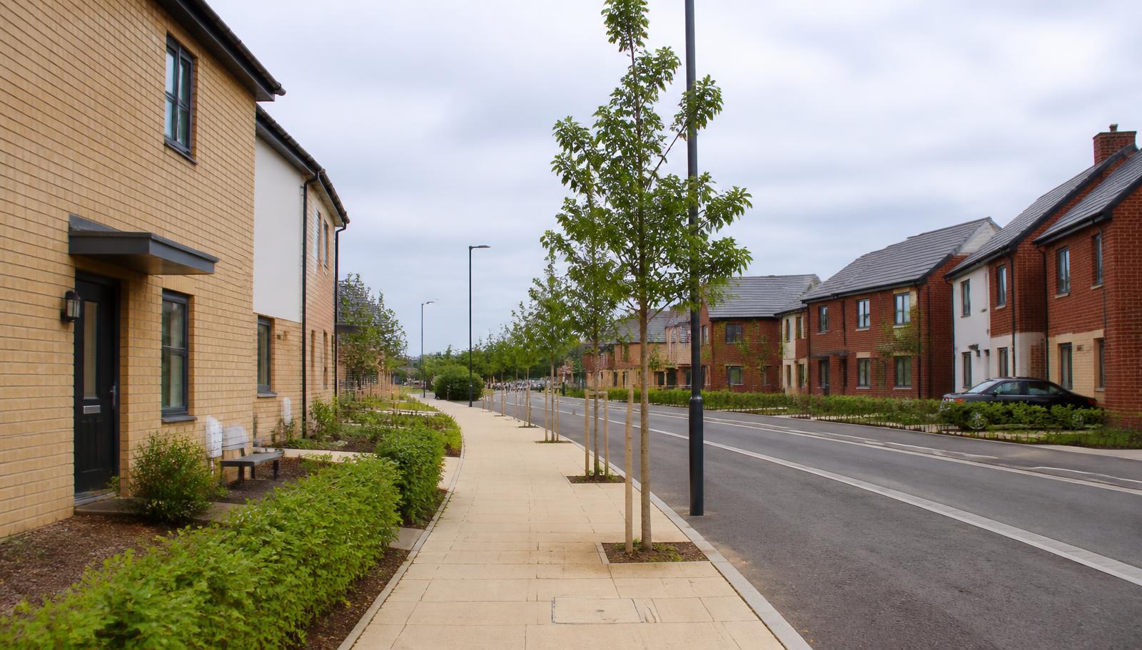 Modern new-build housing estate in Didcot, Oxfordshire